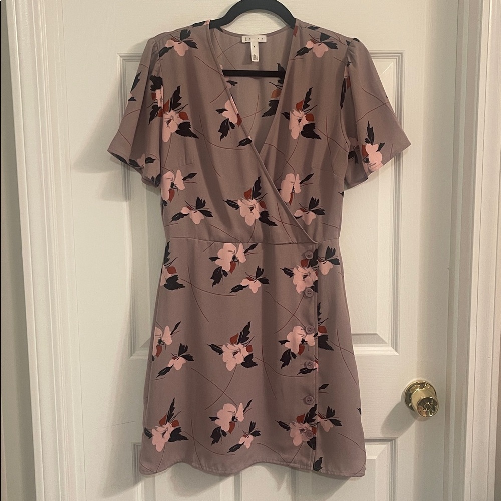 Lavender A-line Dress with Pink and Black Florals